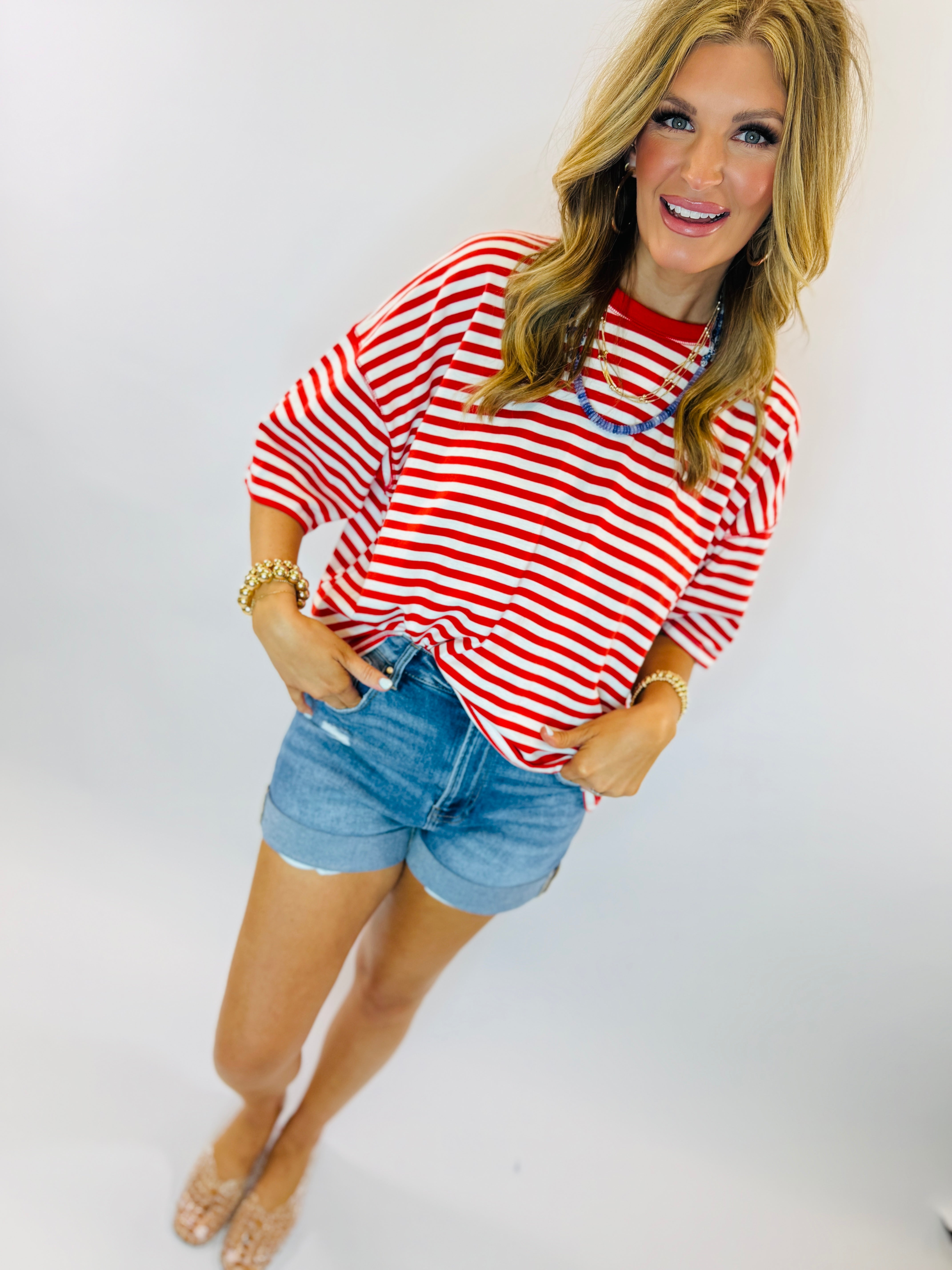 Morgan Striped Tee- Red