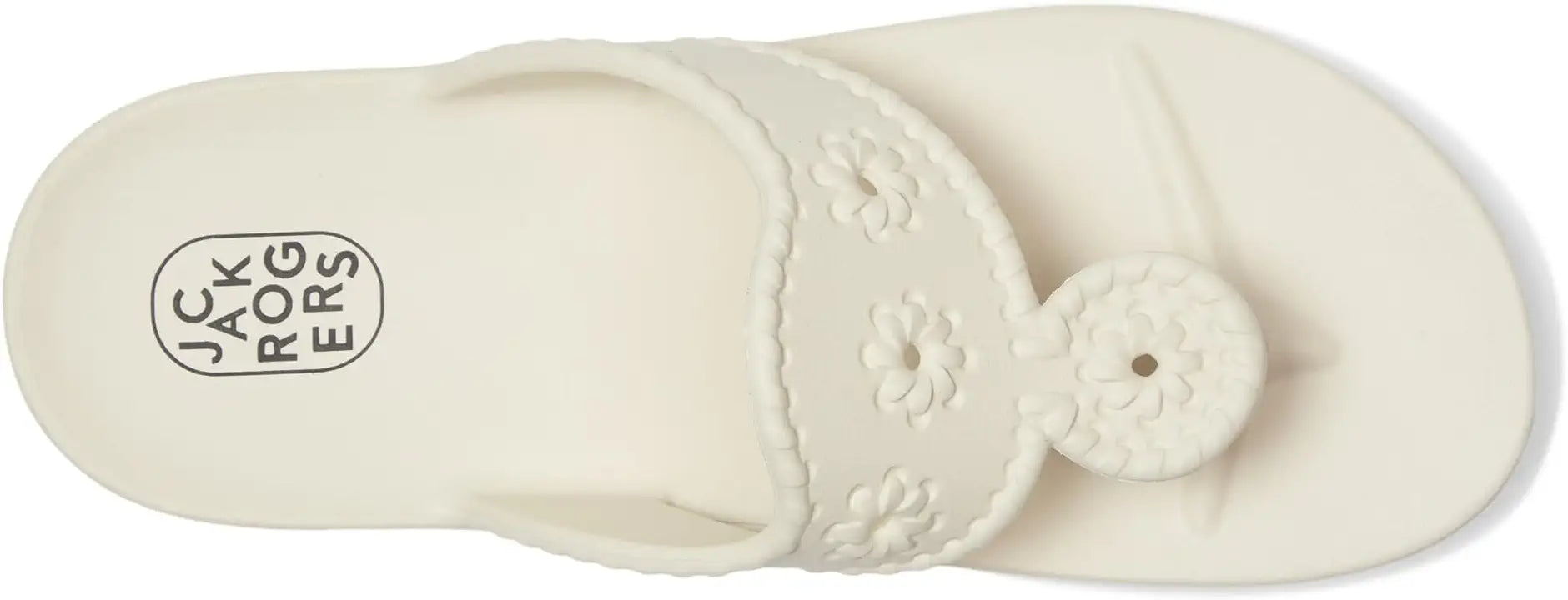 White Jack Rogers Eva slip-on shoe with textured footbed and signature logo on sole