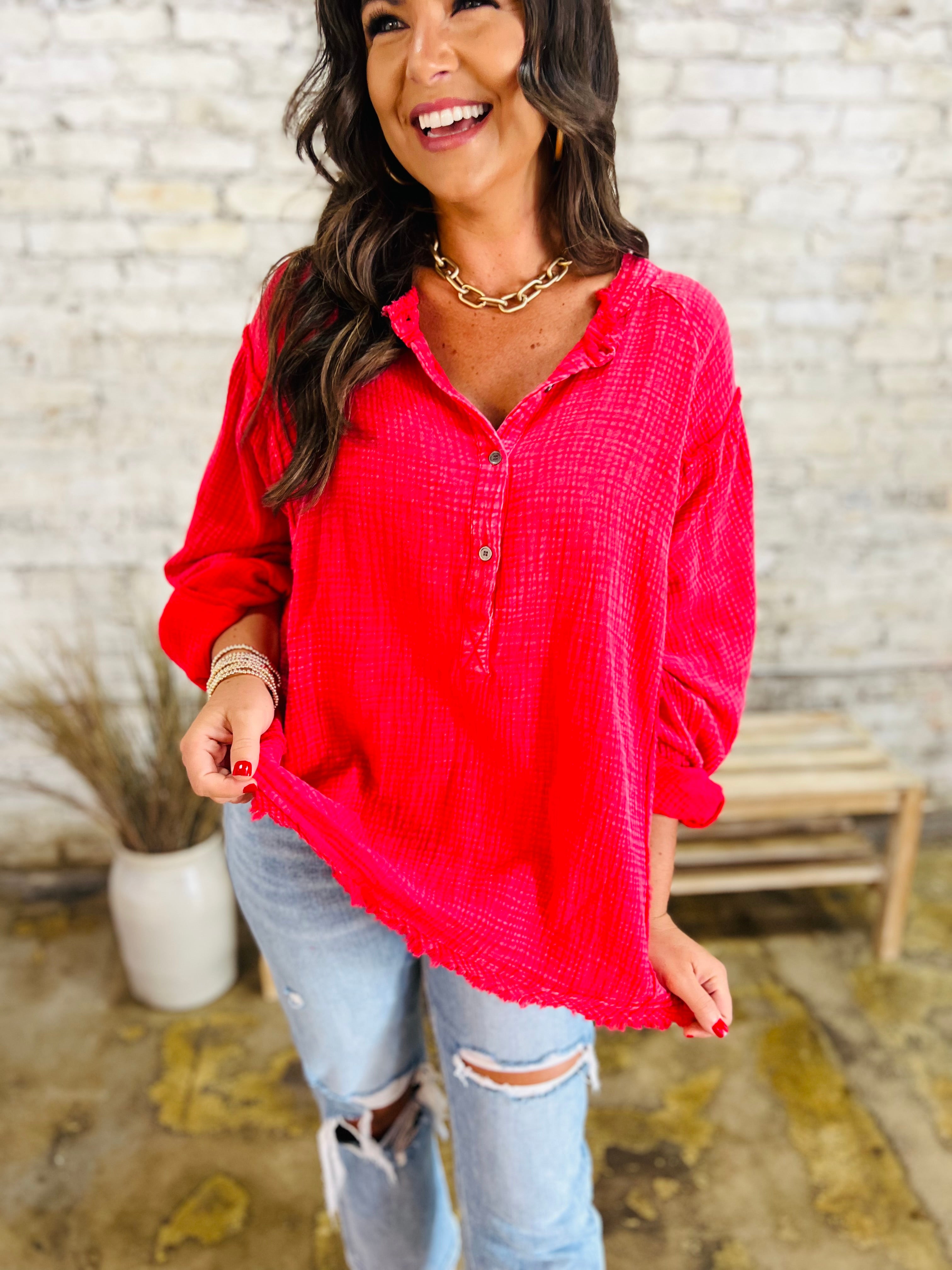 Ruby Gauze Top