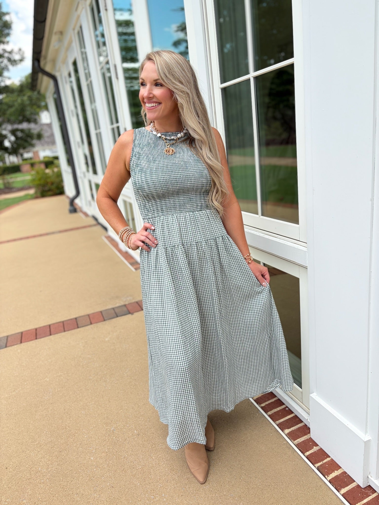Lorin Dress- Hunter Green