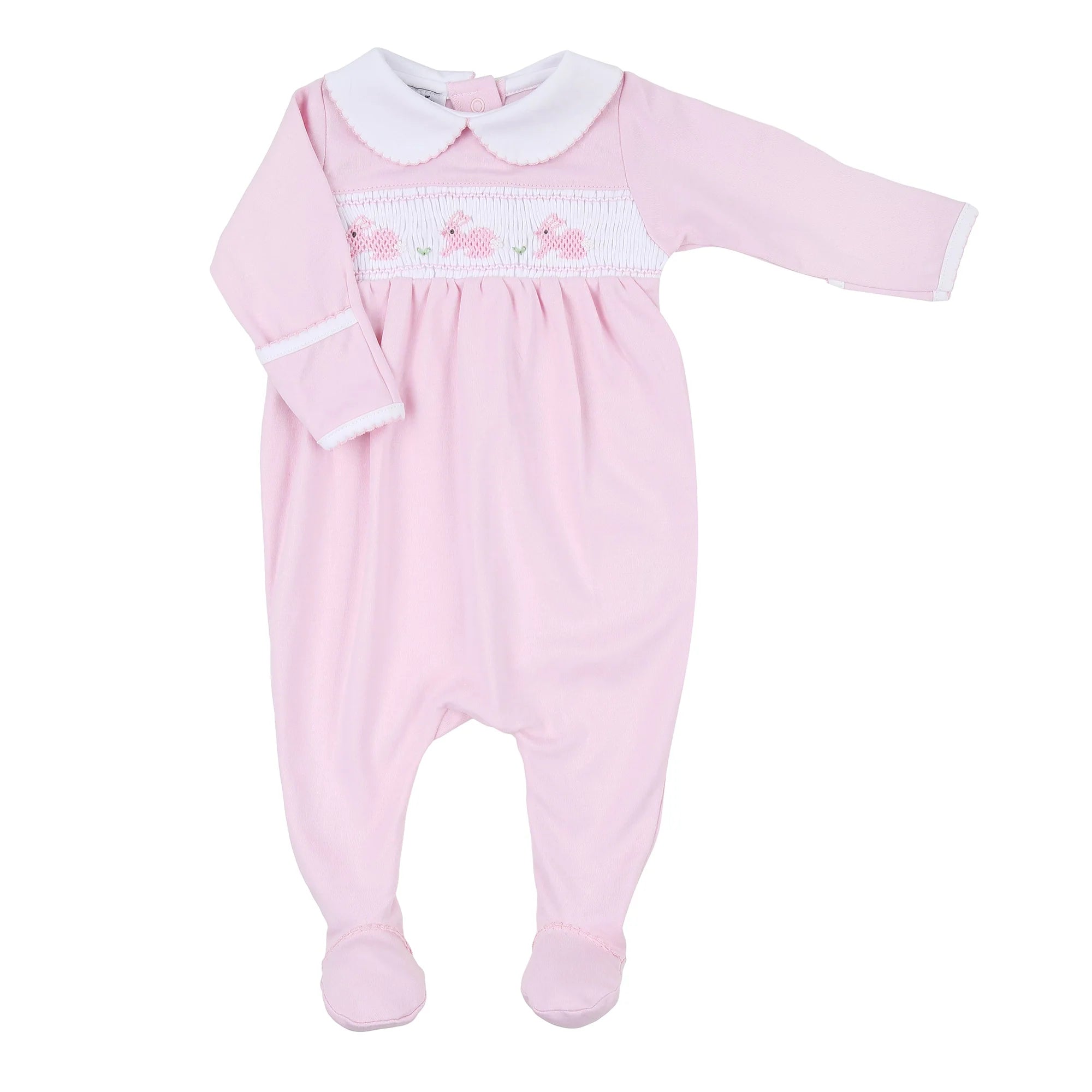 Pastel Bunny Smocked Collared Footie