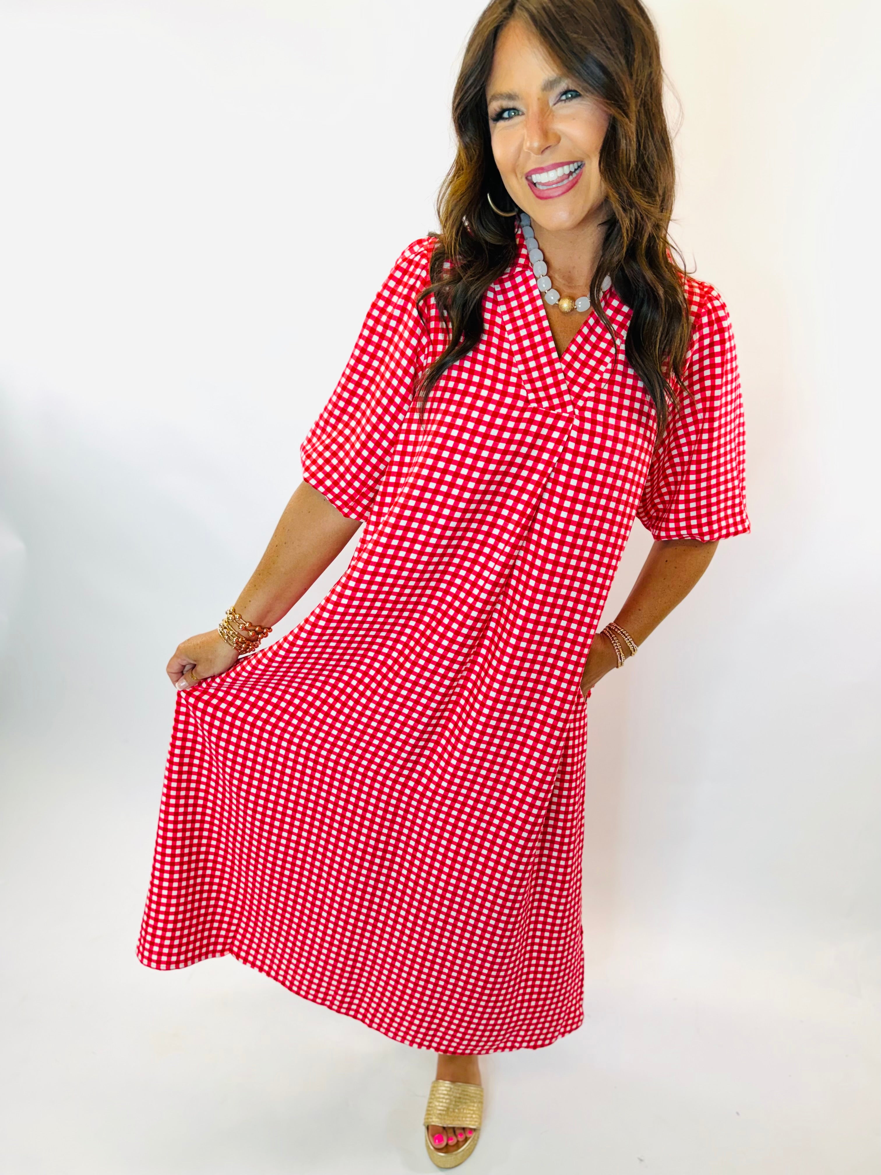 Mia Gingham Dress- Red