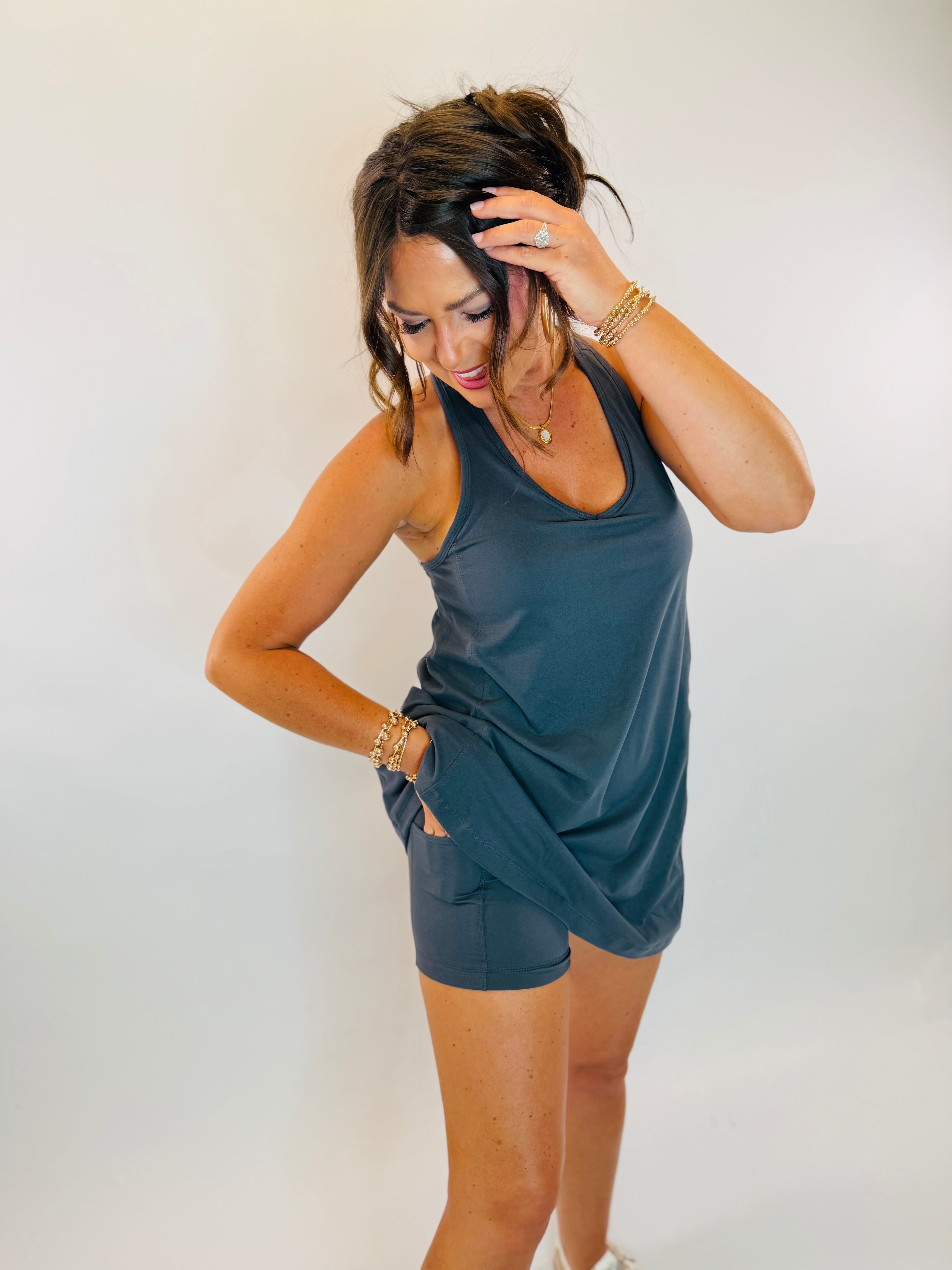 Tracey Romper- Charcoal