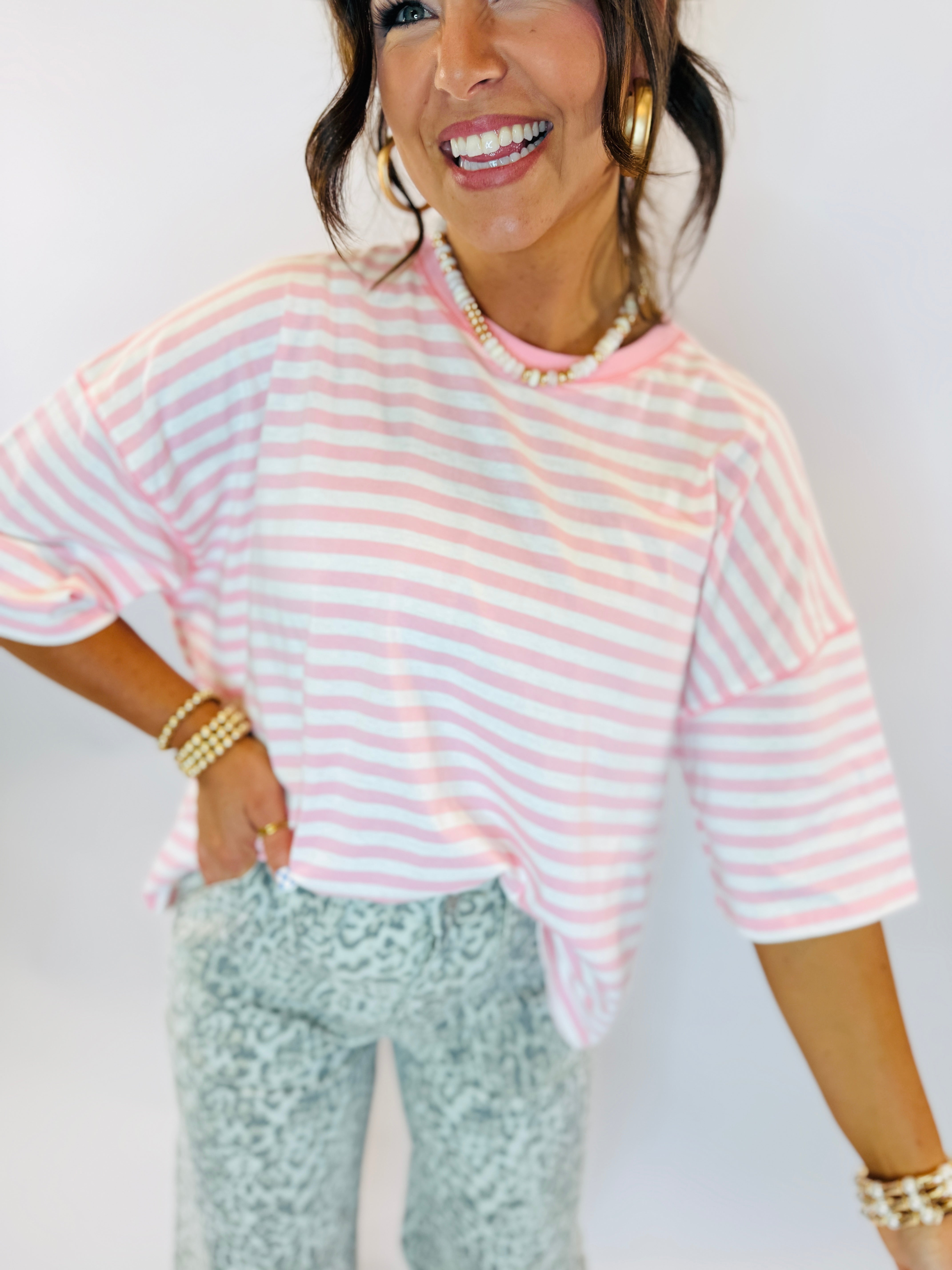Morgan Striped Tee - Pink