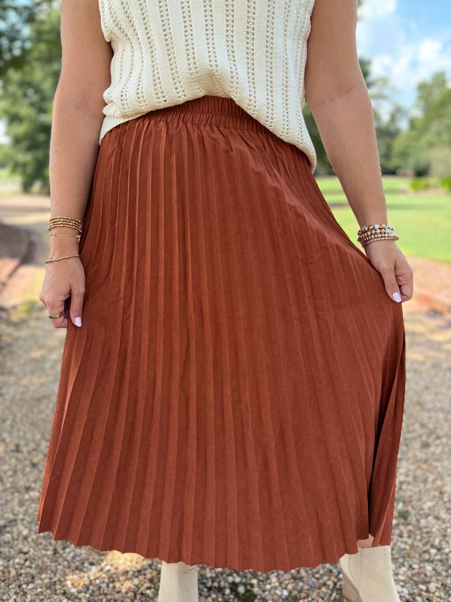 Hollie Pleated Skirt- Rust