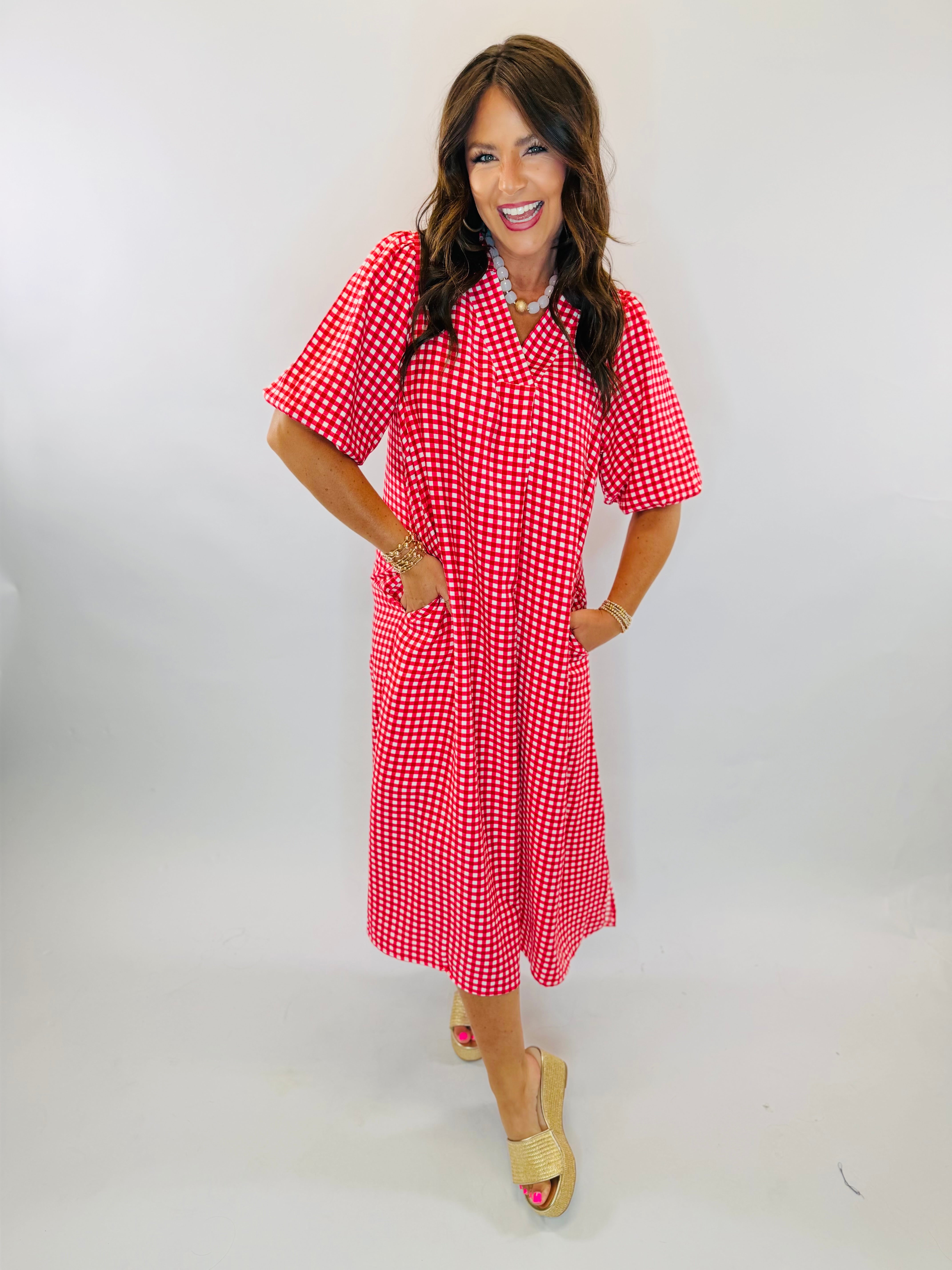 Mia Gingham Dress- Red