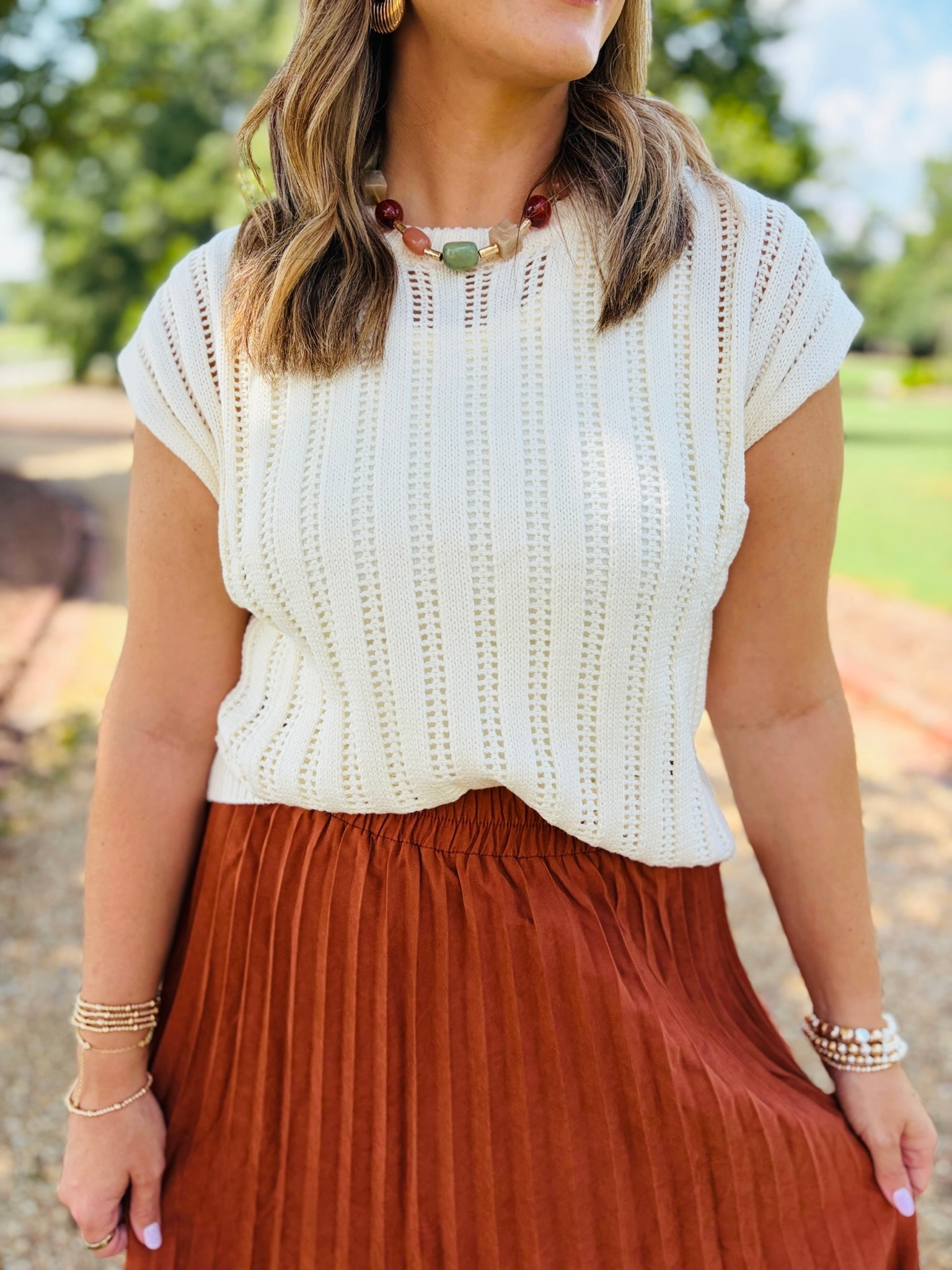 Hollie Pleated Skirt- Rust