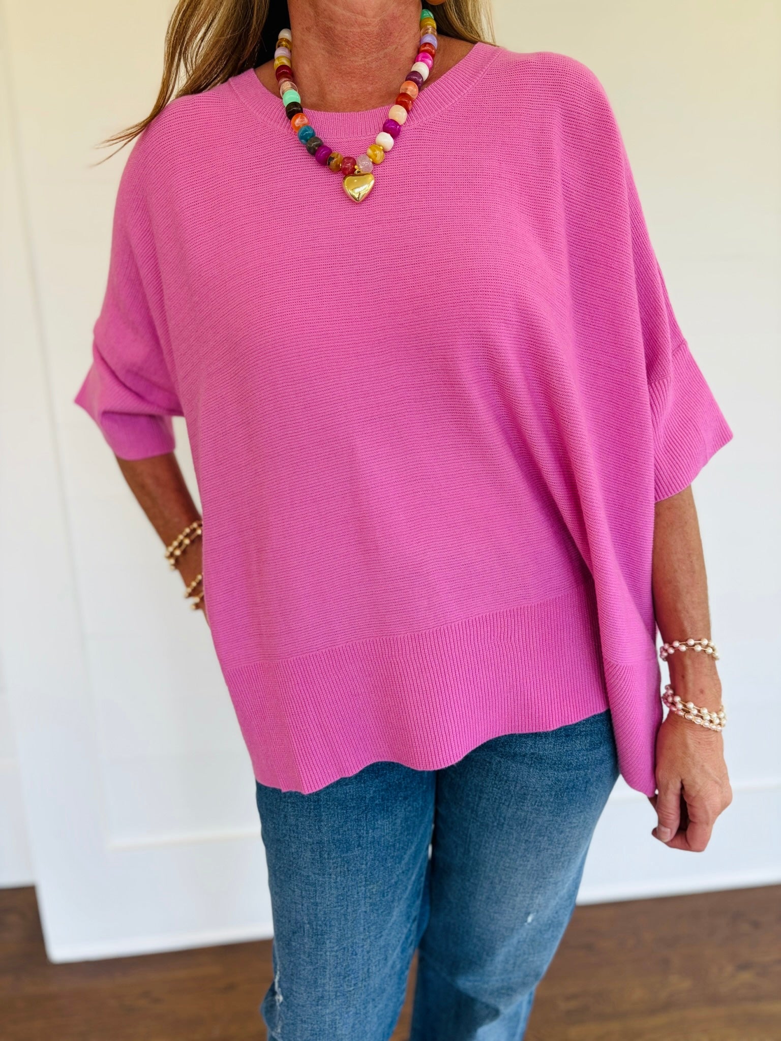 Gina Sweater Top- Pink