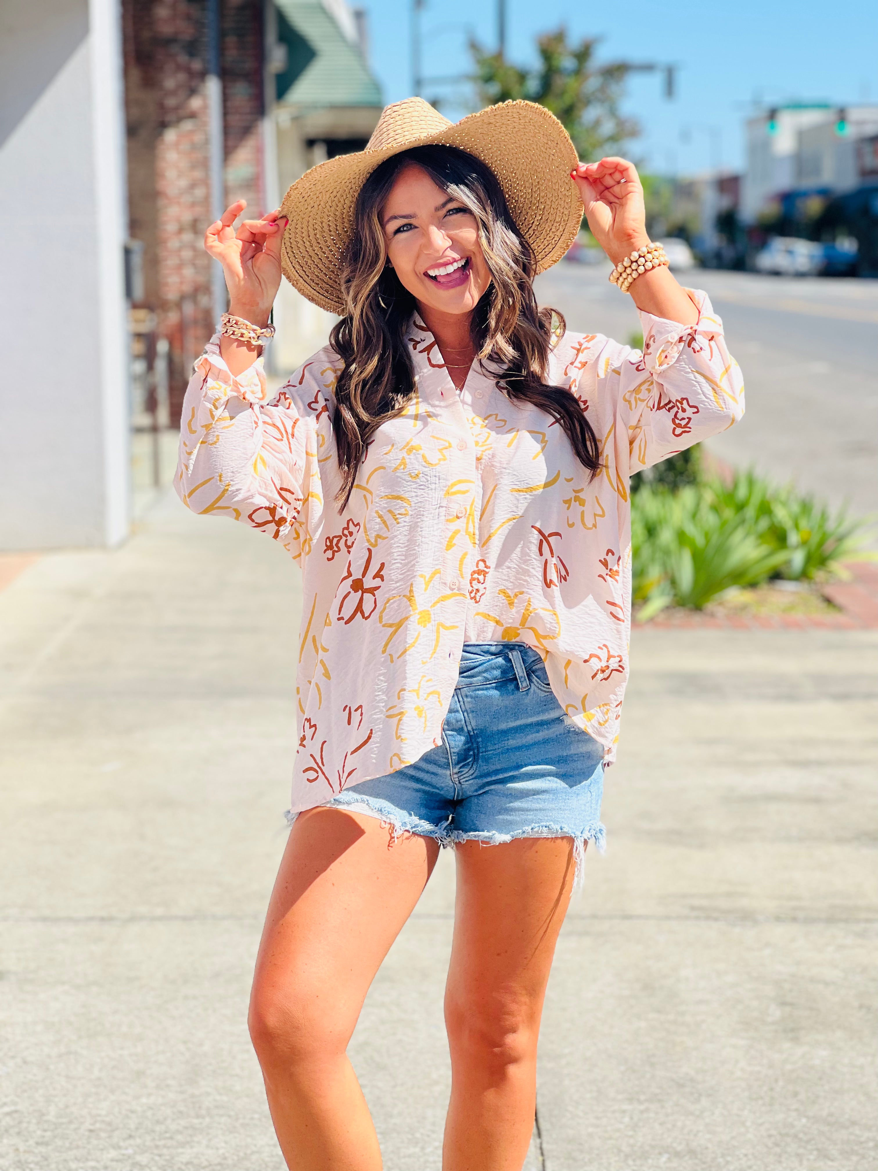 Floral Print Top - Yellow