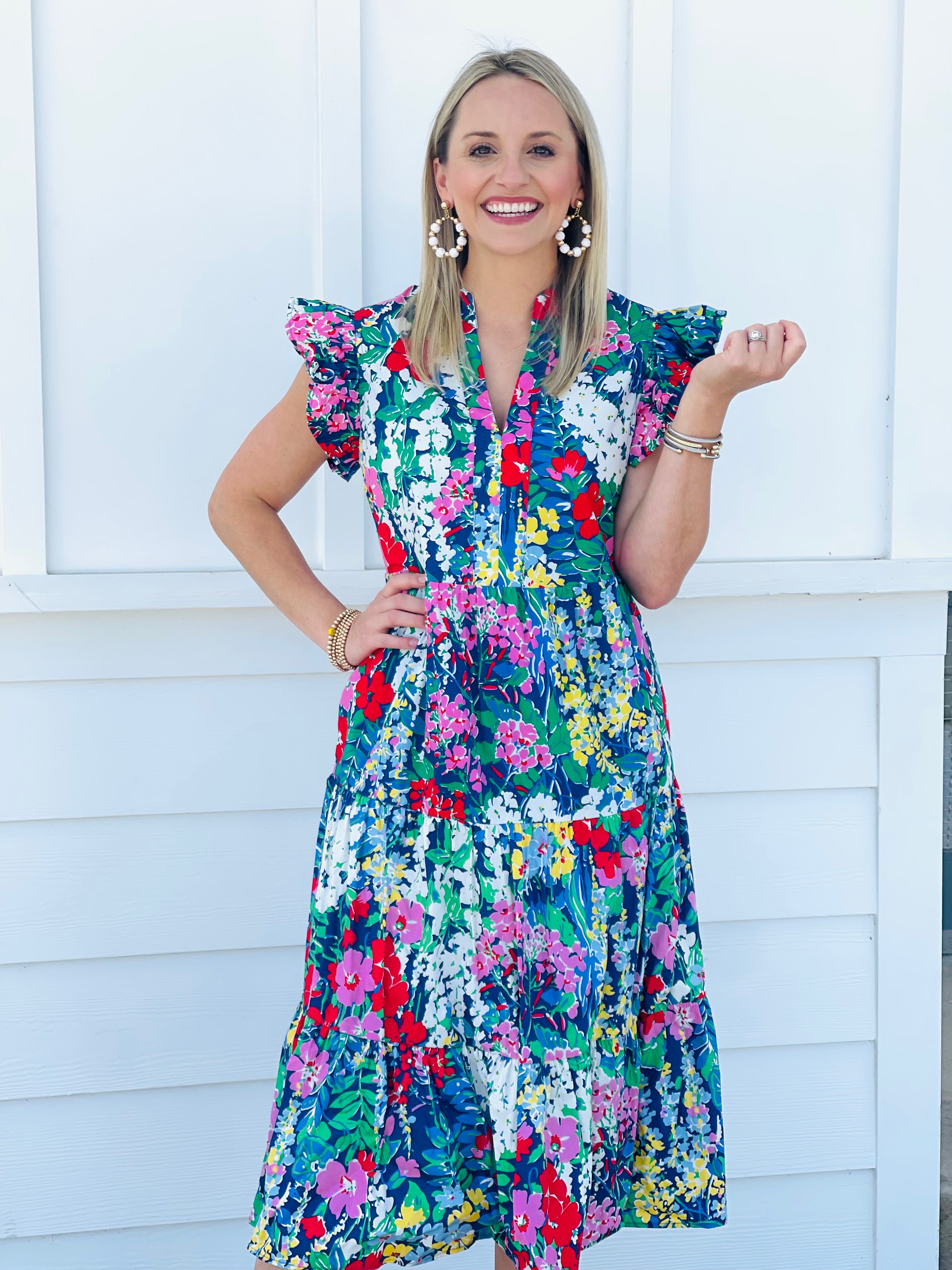 Garden district navy clearance blue wrap maxi dress