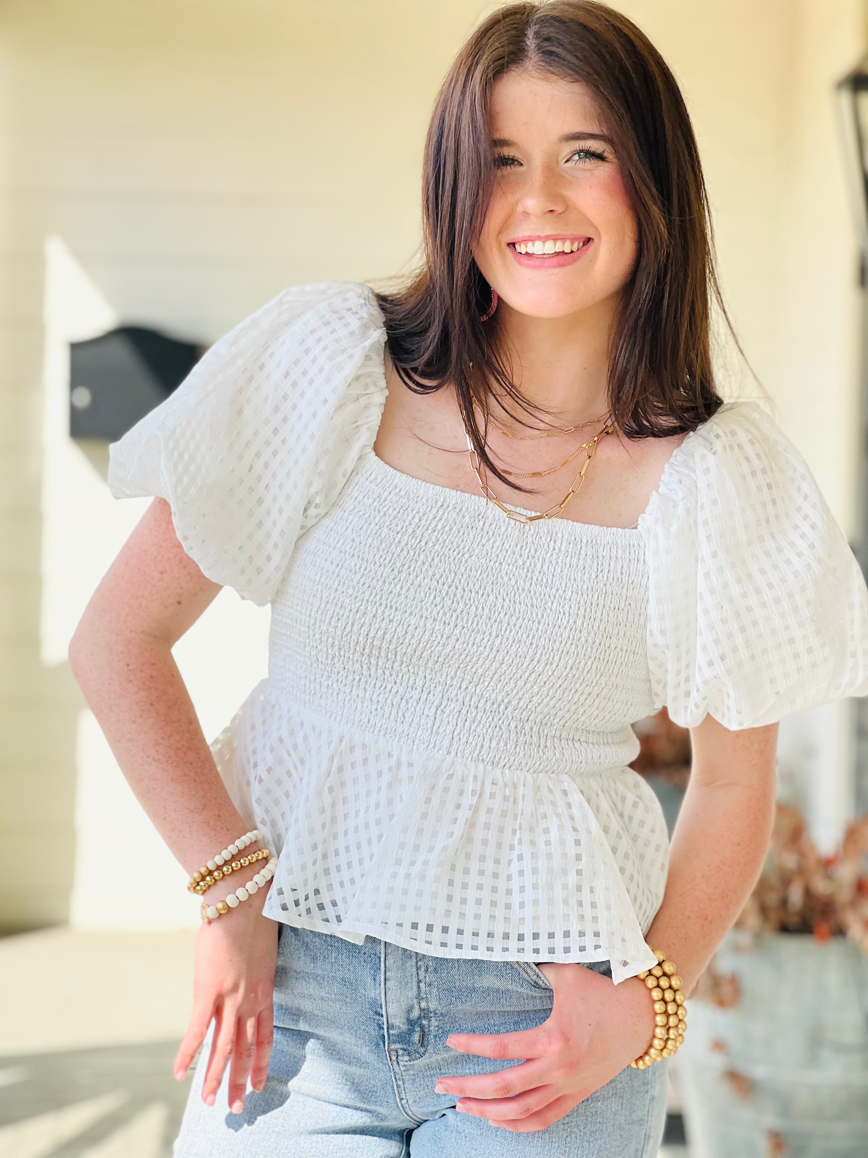 Puff sleeve online top white