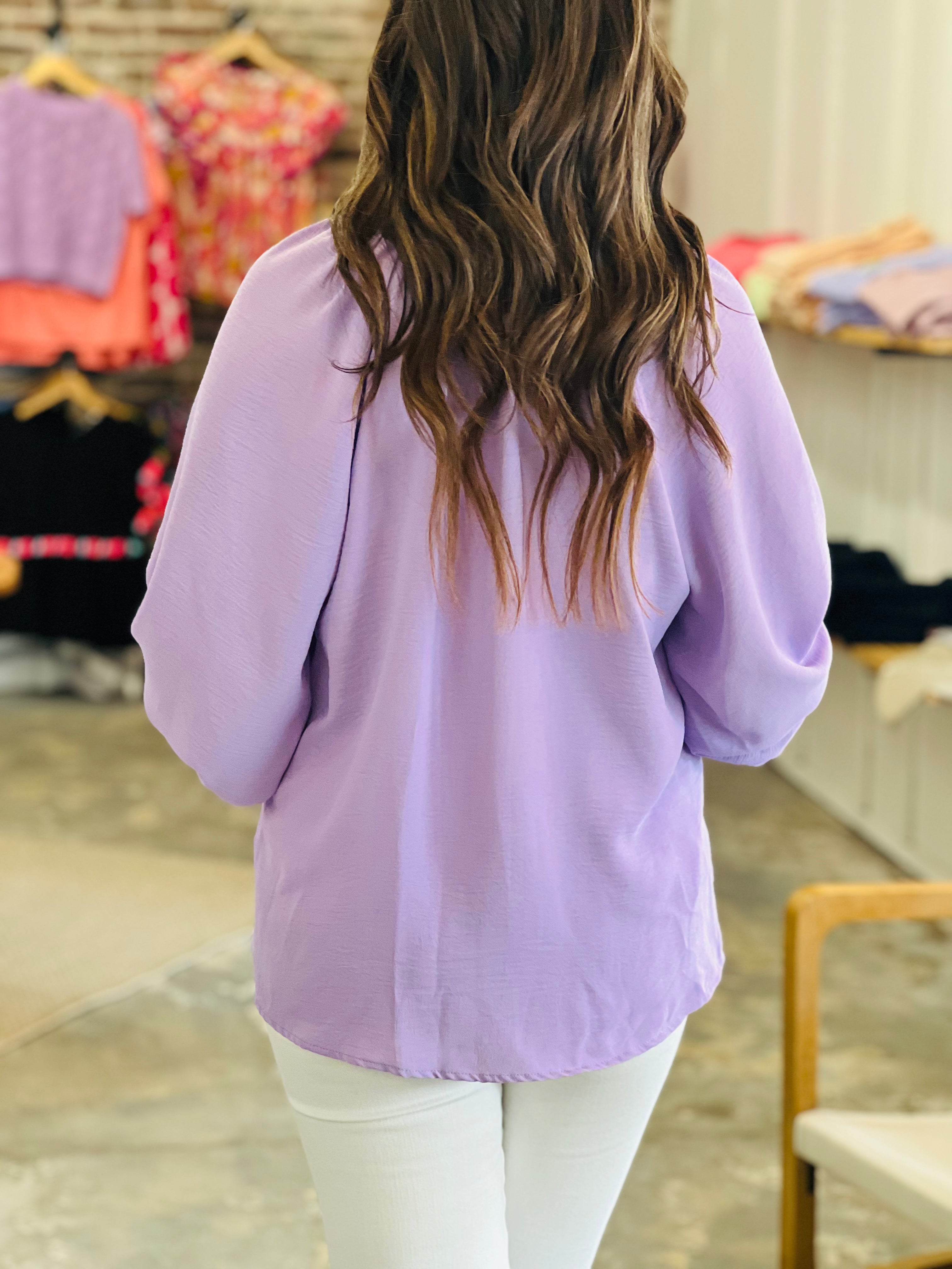 Tell Me Why Ruffled Puff Sleeve Top - Lavender - FINAL SALE